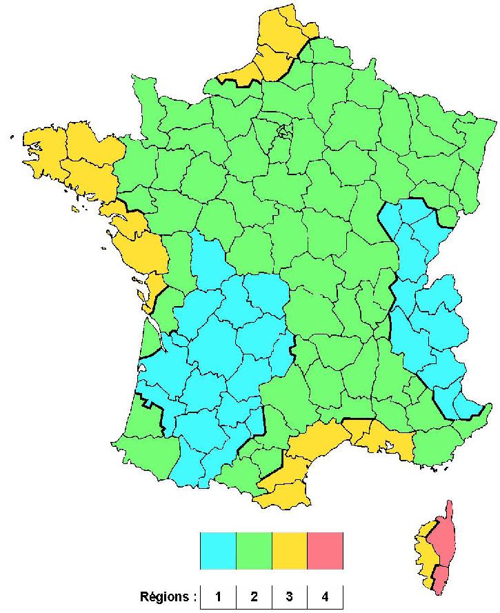 EC1:2008 rgions de vent en France